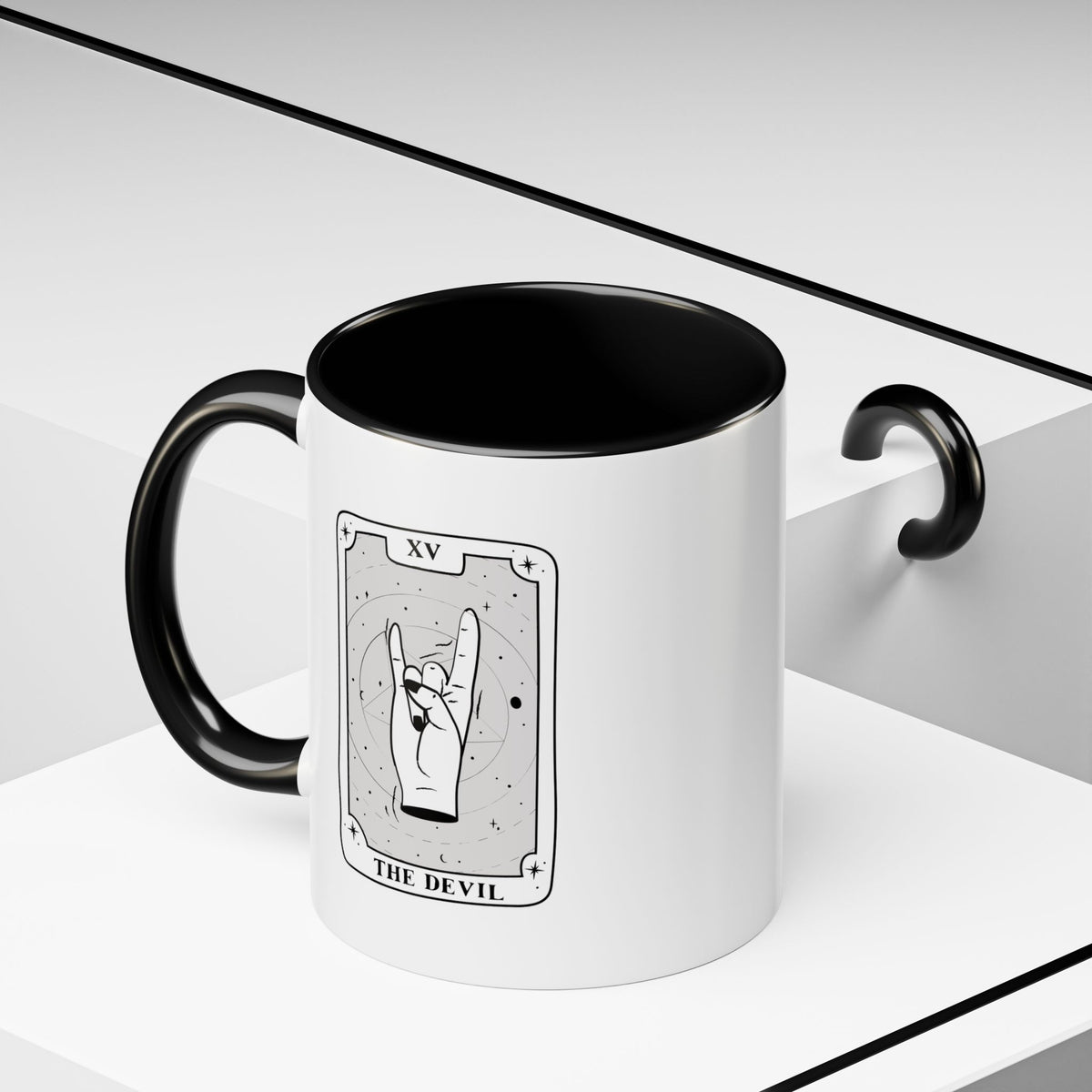 The Devil Tarot Mug, Major Arcana XV, Witchy Humor Gift, Gothic Tarot Mug, Two-Sided Tarot Card Mug