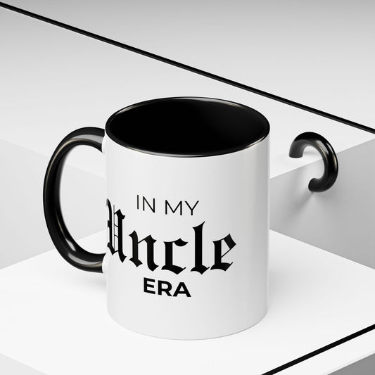 In My Uncle Era Mug, Personalized Est. Date Mug, New Uncle Gift, Gothic Type Coffee Cup for Him