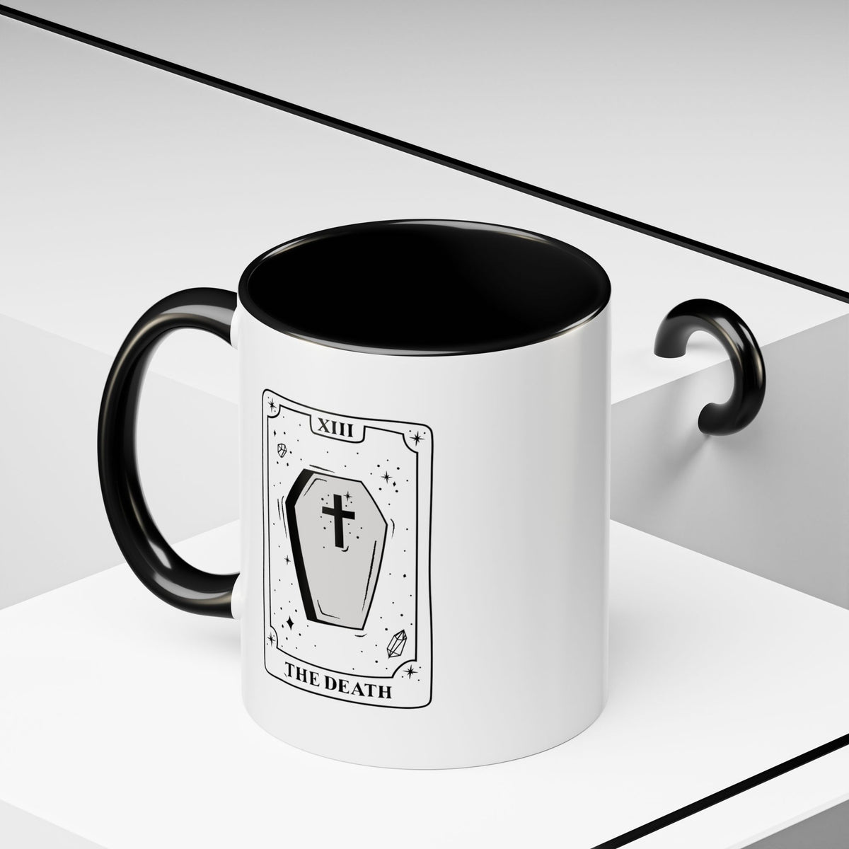 Death Tarot Mug, Major Arcana XIII, Gothic Tarot Gift, Dark Academia Mug, Two-Sided Tarot Card Mug