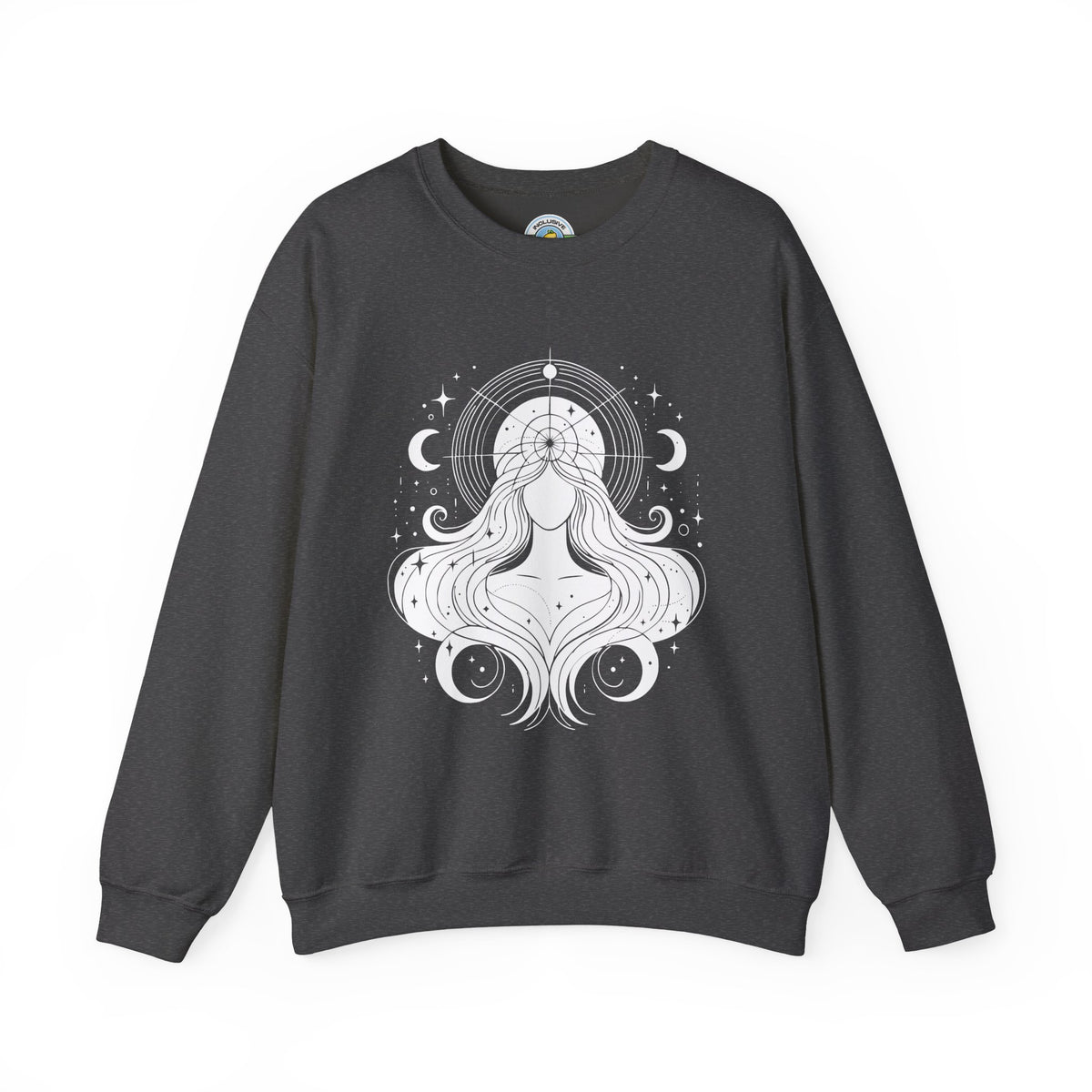 Starseed Woman Crewneck Sweatshirt, Sacred Geometry Sweatshirt, Cosmic Celestial Pullover, Spiritual Gift for Her